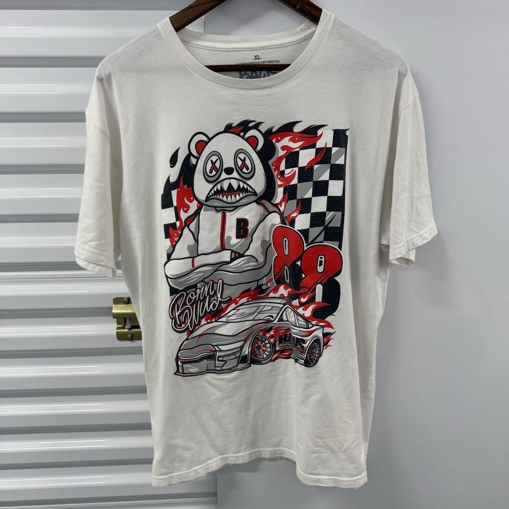 BAWS Born A Wild Soul T Shirt Men's XL Racing Panda Car Graphic USA Made